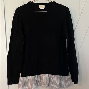 Kate Spade ♠️ Black Layered Sweater with Striped Hem. So flattering! Size M.
